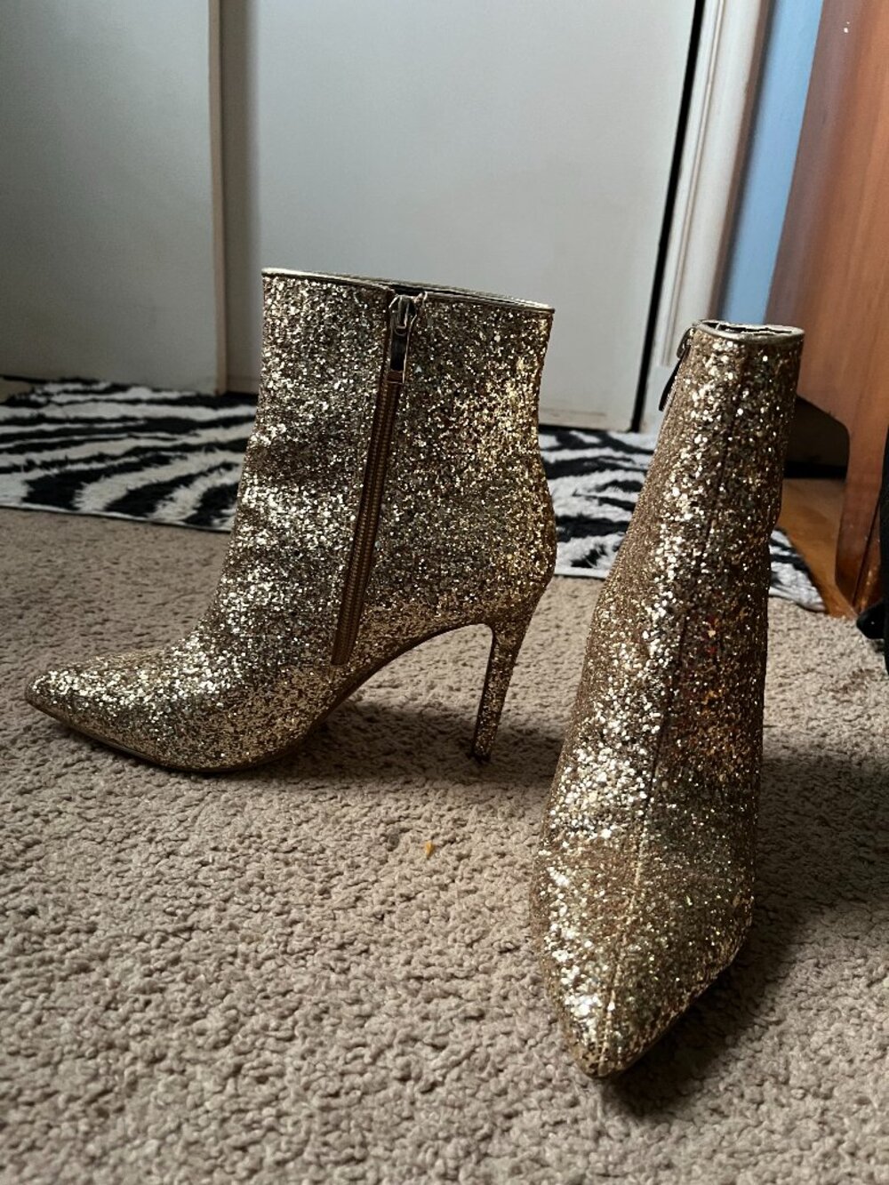 RENVY Gold Glitter Boots